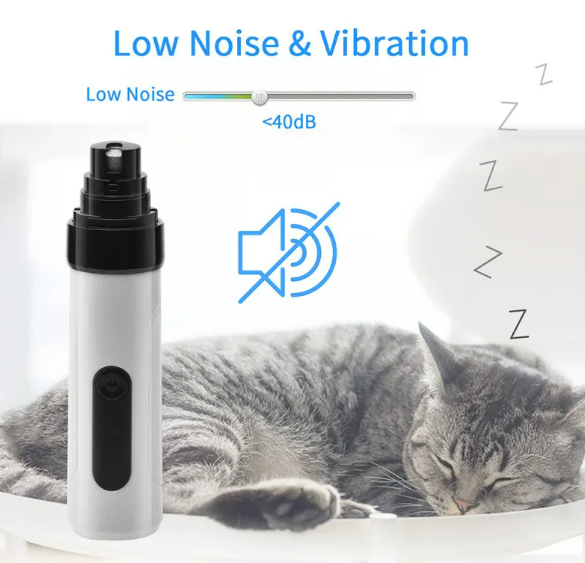 Rechargeable Pet Nail Grinder — Low Noise & Quiet for Senior Dogs & Cats